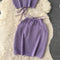 Jacquard Lace-up Vest&Skirt 2Pcs Set
