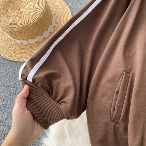 Striped Hoodie&Dress Sportswear 2Pcs