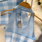 Plaid Dress&Knitted Cardigan 2Pcs Set