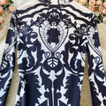 Printed Stand Collar Bottoming Bodysuit