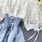 Petal Chiffon Panel Tie Off-Shoulder Dress