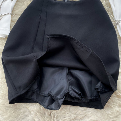 White Shirt&Black Skirt 2Pcs Set