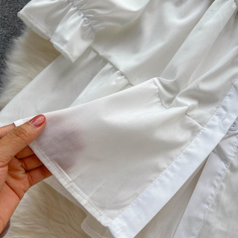 White Shirt Dress&Denim Camisole 2Pcs