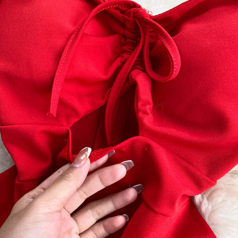 Drawstring Puff Sleeve Dress