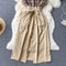 Sleeveless Plaid Blouse Slit Skirt Two-Piece Set