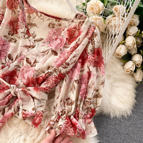 Strappy Chiffon Top&Fishtail Bustier 2Pcs