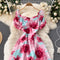 Tie-dye Printed Square Neck Puff Sleeve Dress