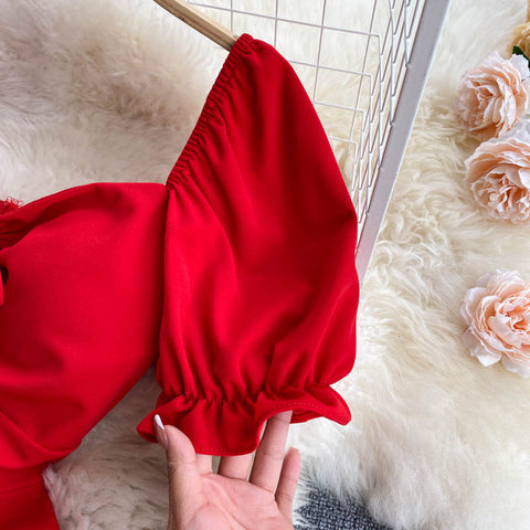 Drawstring Puff Sleeve Dress