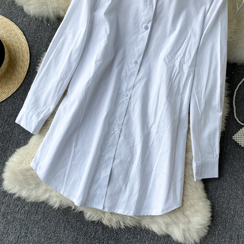 White Shirt&Camisole Overlay 2Pcs Set