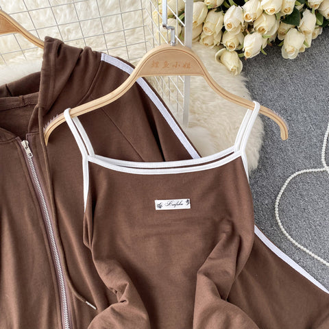 Striped Hoodie&Dress Sportswear 2Pcs