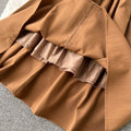 Lace Patchwork Blouse&Pleated Skirt 2Pcs