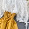 Petal Chiffon Panel Tie Off-Shoulder Dress