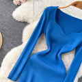Solid Color Knitted Bodycon Dress