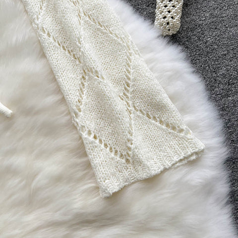 Niche Hollowed Open-back Lace-up Top