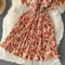 Floral V-neck Ruffle Sleeve Dress