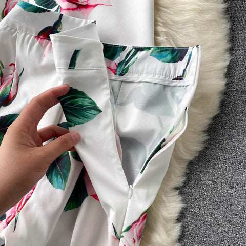 Two-piece Printed Shirt Wide-leg Pants