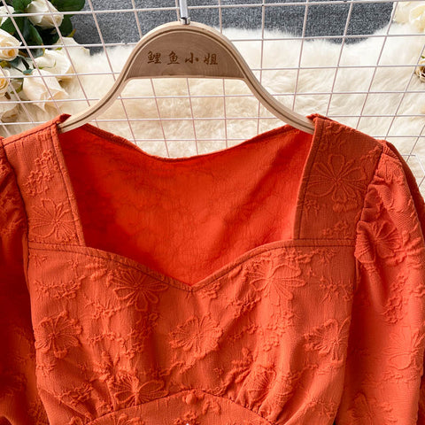 Two-piece Puff Sleeve Short Top And Skirt