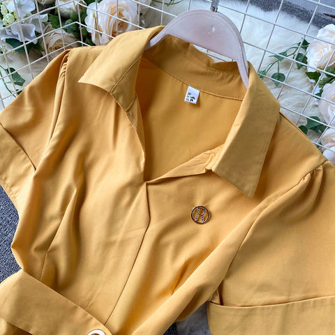 Irregular A-Line Belted Waist Dress