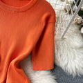 Solid Color Top&Trousers Knitted 2Pcs