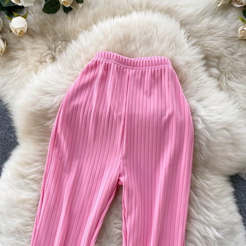Stylish Candy-colored Flared Trousers