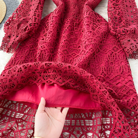 Vintage Crochet Fairy Lace A-line Dress
