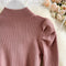 Puff Sleeve High Neck Pullover Knit Dress