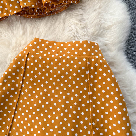 Polka Dot Print Top&Skirt 2Pcs Set