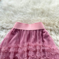 Ruffled Mesh Irregular Layered Skirt