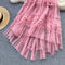 Ruffled Mesh Irregular Layered Skirt