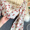 Floral Puff Sleeve Halterneck Lace Chiffon Shirt