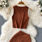 Vintage Knitted Vest&Flared Trousers 2Pcs