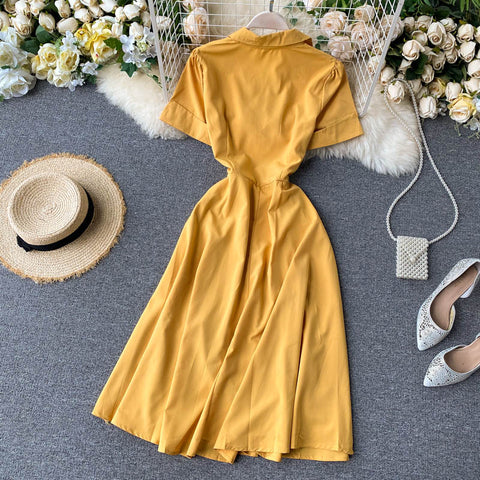 Irregular A-Line Belted Waist Dress