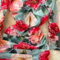 Round Neck Flower Pleated Hip Dress