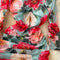 Round Neck Flower Pleated Hip Dress