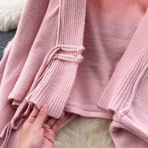 Cardigan Shawl&Halter Dress 2Pcs Set