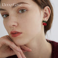 Red Cherry Earrings And Ear Clips Without Pierced Ears