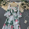 Square neck floral chiffon Dress