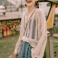 Knitted Hollow V-Neck Cardigan