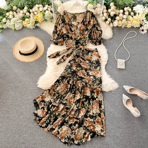 Strappy Chiffon Top&Fishtail Bustier 2Pcs