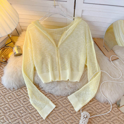 Hooded Long Sleeve Sun-protecting Cardigan