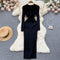 Solid Color Long Sleeve Knitted Dress