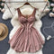 High Waist Single-breasted Puffy Slip Dress