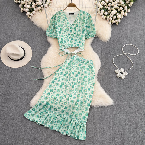 Printed Short Sleeve Suit