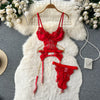 Lace Patchwork Hollowed Costume Set