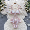 Pink Cute Lace Cosplay High-cut Jumpsuit