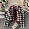 French Chanel Contrast Color Houndstooth Short Blazer
