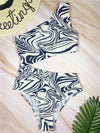 One-shoulder Striped Print One-piece Swimwear