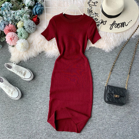 Stretch-knit Tight-fitting Hip Dress