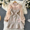 Beaded Jacquard Patchwork Lace Fishtail Dress