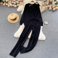 Three Sets Of Loose Coat High Neck Vest Knitted Trousers